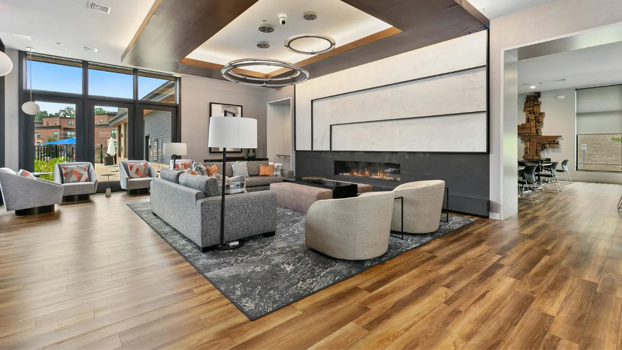Wood-look laminate flooring in an Angier, NC family room